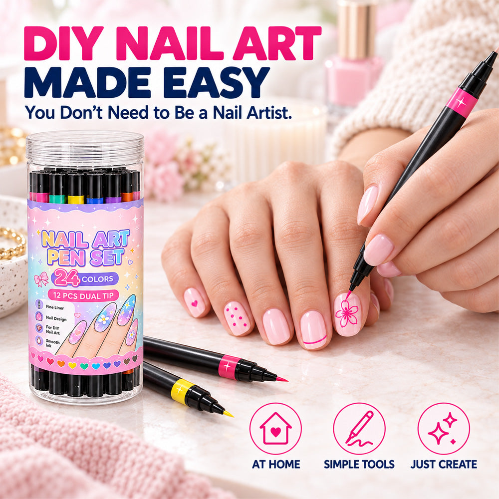 24-Color Dual-Tip Nail Art Pens  DIY Your Own Halloween, Christmas & Everyday Nail Designs