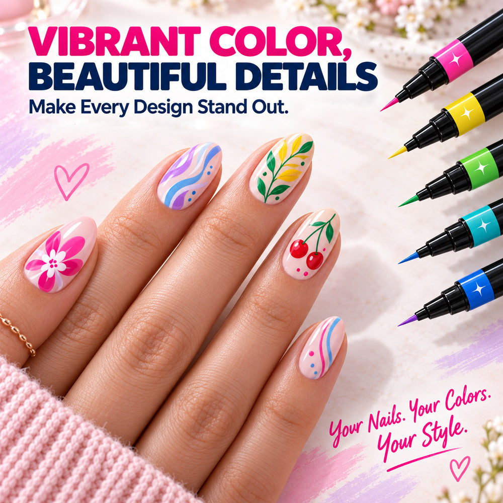24-Color Dual-Tip Nail Art Pens  DIY Your Own Halloween, Christmas & Everyday Nail Designs
