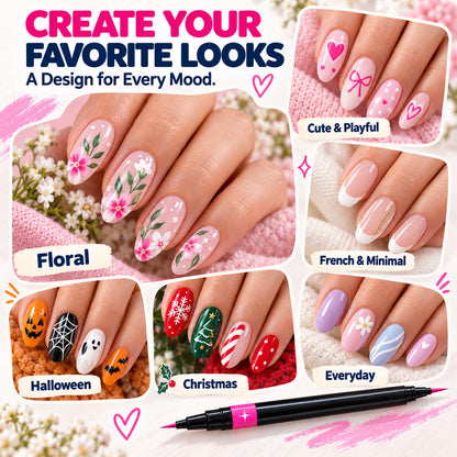 24-Color Dual-Tip Nail Art Pens  DIY Your Own Halloween, Christmas & Everyday Nail Designs