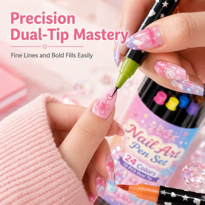 24-Color Dual-Tip Nail Art Pens  DIY Your Own Halloween, Christmas & Everyday Nail Designs