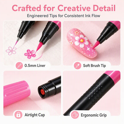 24-Color Dual-Tip Nail Art Pens  DIY Your Own Halloween, Christmas & Everyday Nail Designs