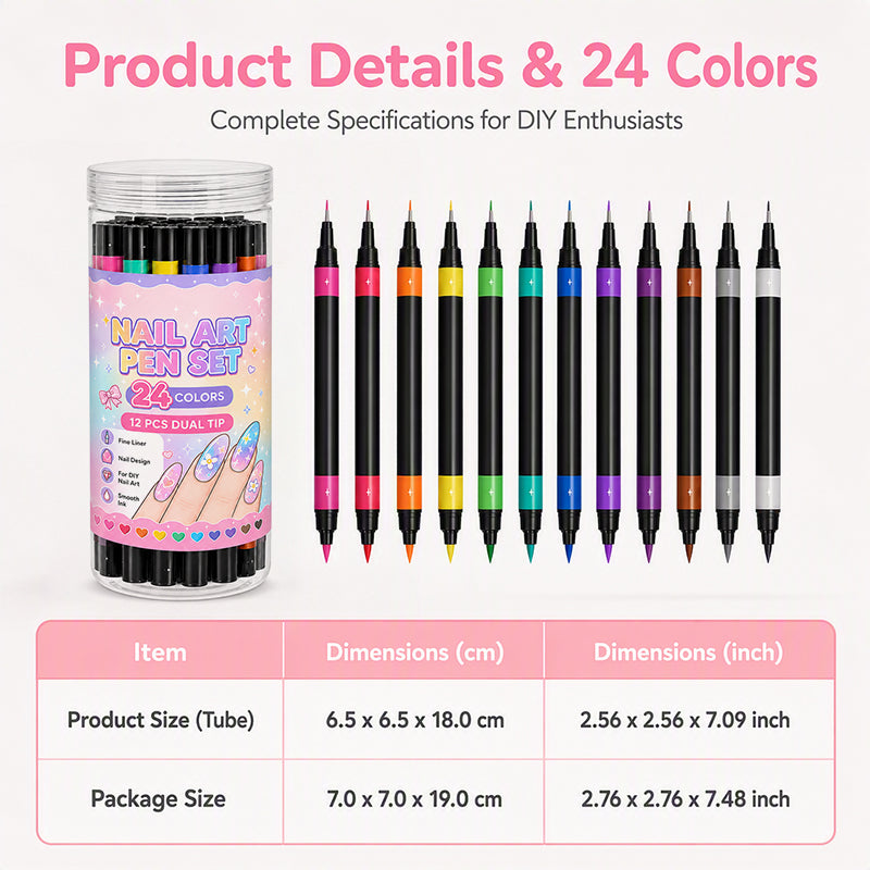 24-Color Dual-Tip Nail Art Pens  DIY Your Own Halloween, Christmas & Everyday Nail Designs
