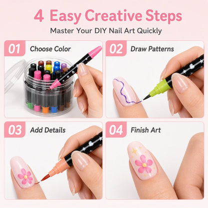 24-Color Dual-Tip Nail Art Pens  DIY Your Own Halloween, Christmas & Everyday Nail Designs