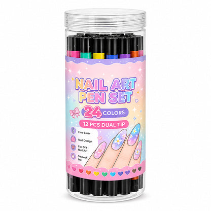 24-Color Dual-Tip Nail Art Pens  DIY Your Own Halloween, Christmas & Everyday Nail Designs